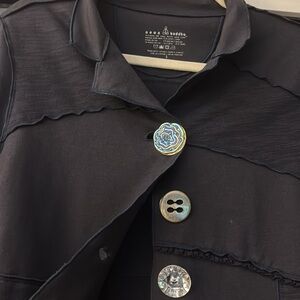 Unique Neon Buddha navy coat with jumbo buttons!!